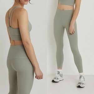 Varley Whitley High Rise Jersey Leggings in Sage Green Shadow Gray Size XL